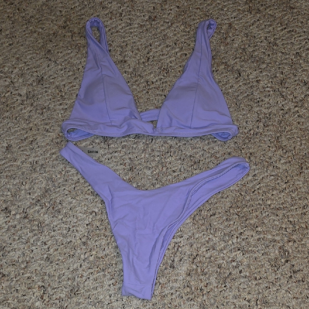 SHEIN Lavender Triangle Bikini Set - Women Swimwear